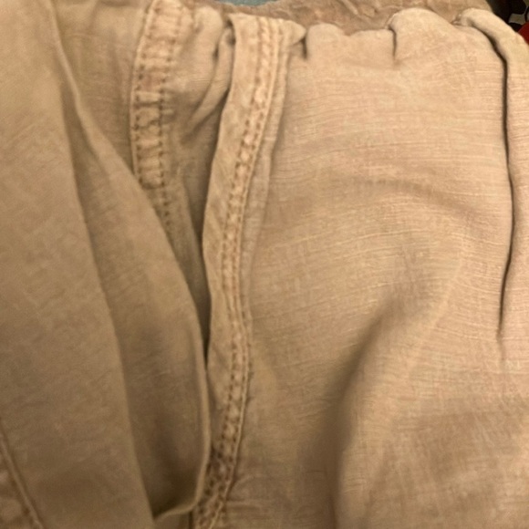 Splendid: Light Khaki Linen Blend Tapered Leg- Tie Front- pockets- M - Picture 14 of 16